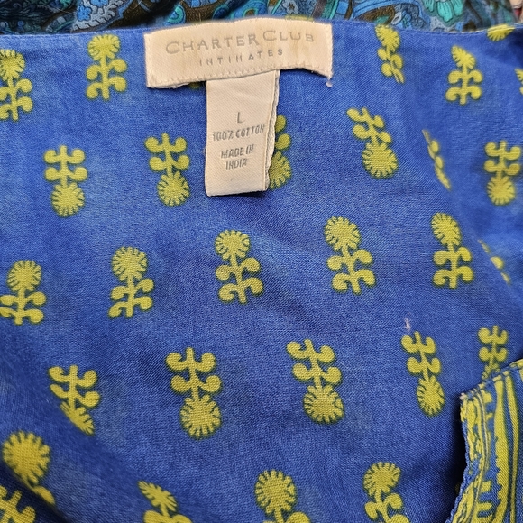 Charter Club Intimates Robe/Tunic Size Large  Blue and green Paisley design - Picture 5 of 5